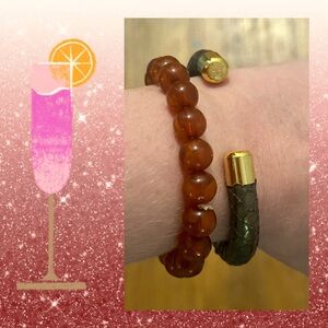 Elegant Brown and Gold Bracelet Duo